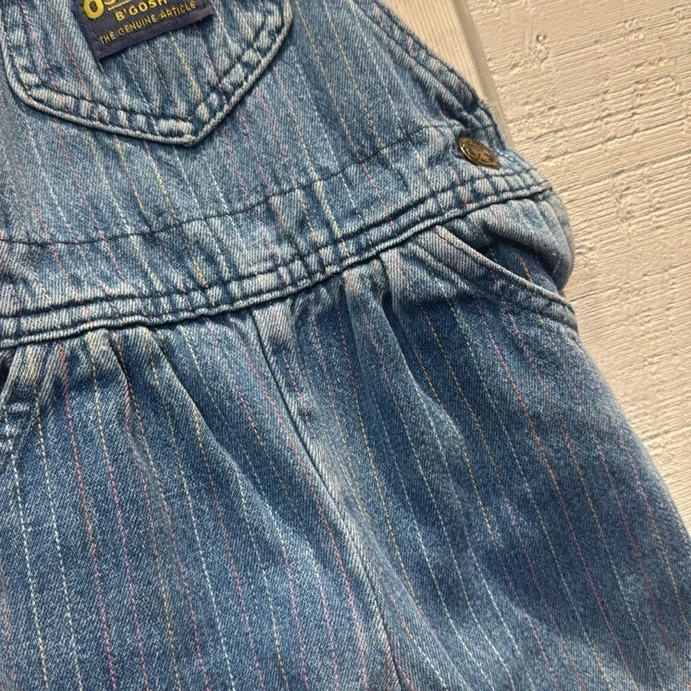 Vintage OshKosh B'gosh Blue pastel pinstripe Denim classic Overalls size 12 mos‎